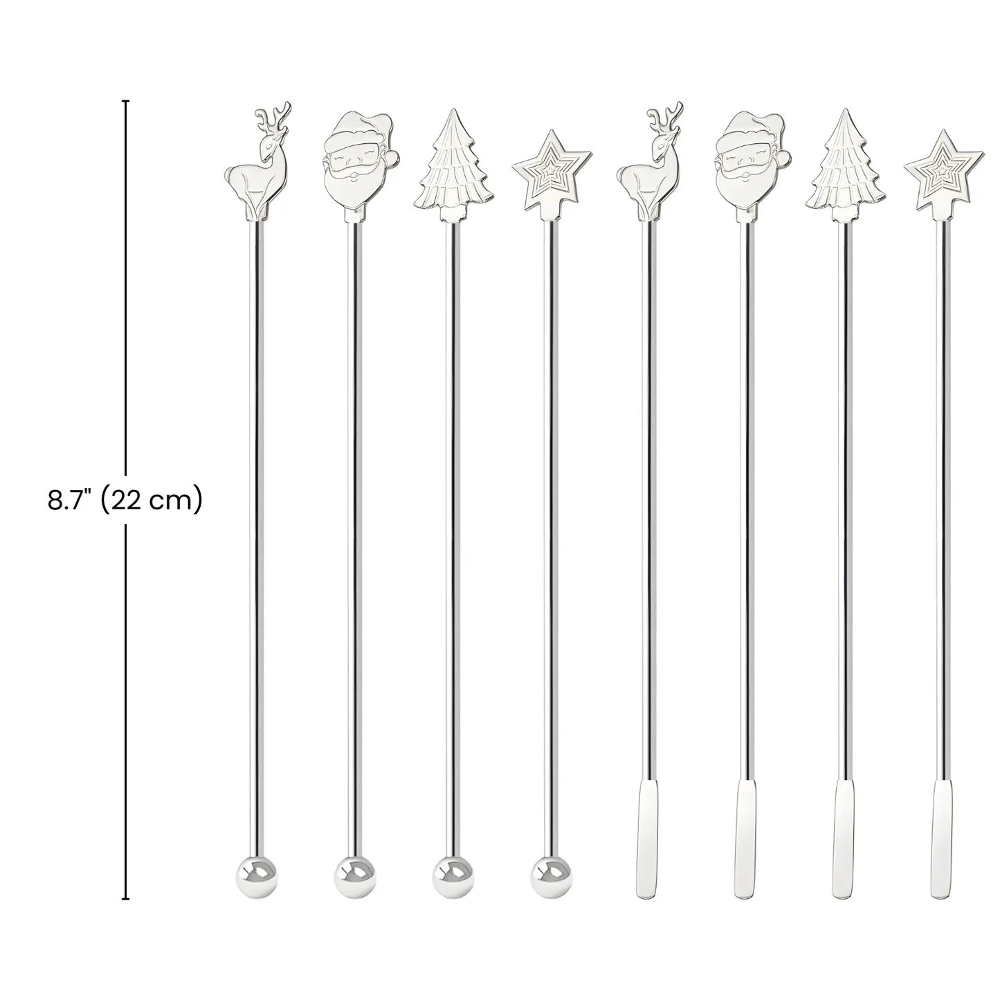 dimensions of Christmas swizzle stick set of 8