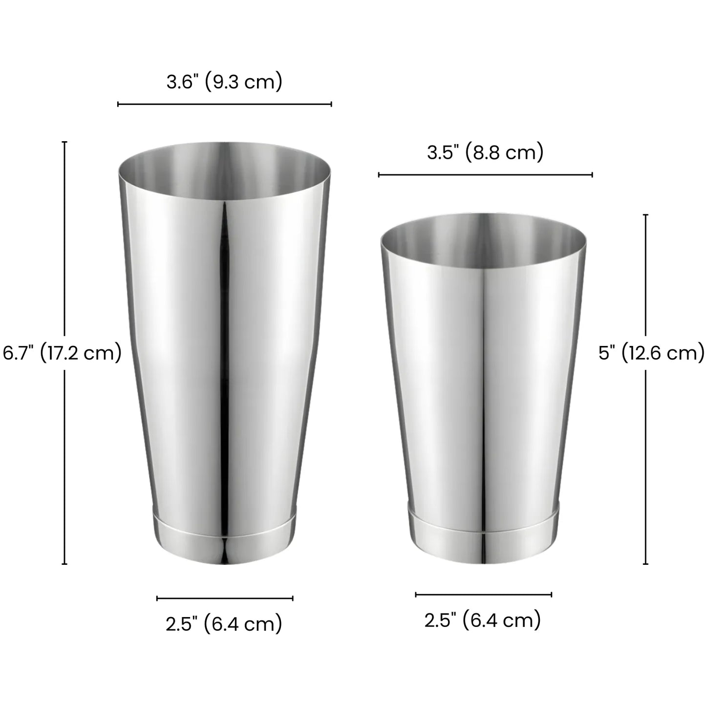 dimensions of Boston shaker