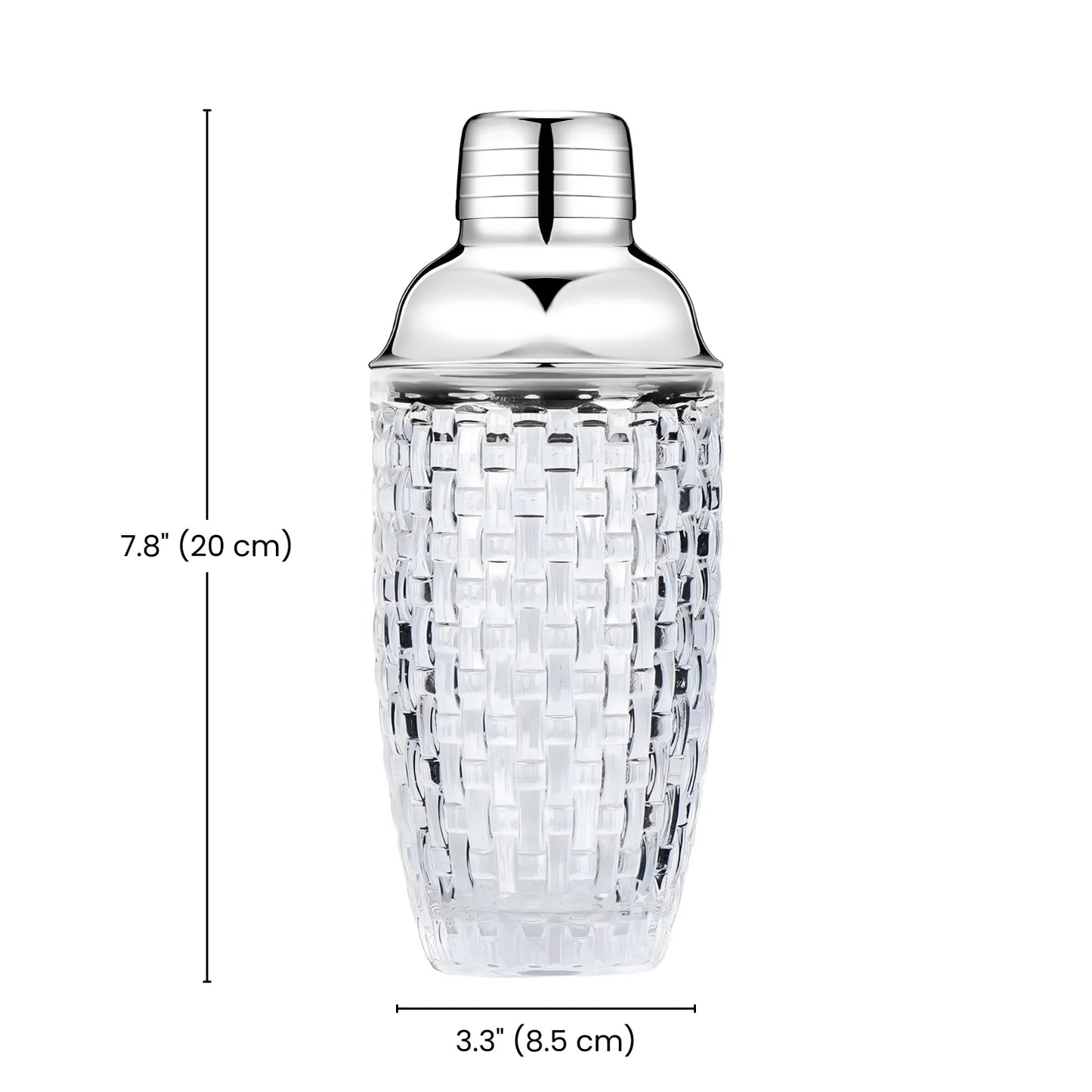 dimensions of glass cocktail shaker
