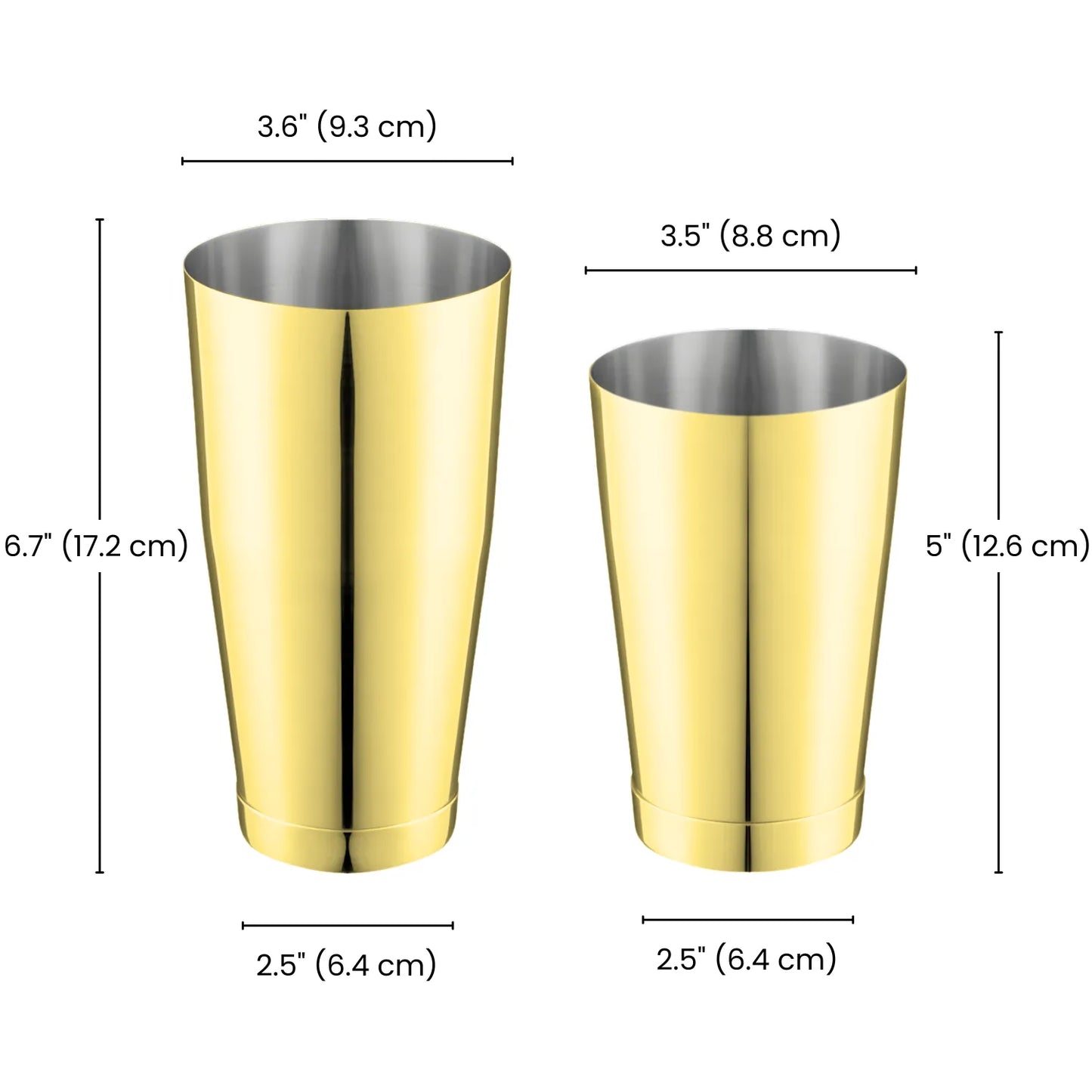 dimensions of gold Boston shaker