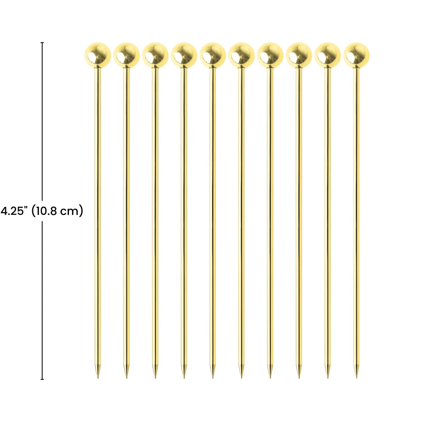dimensions of gold cocktail picks