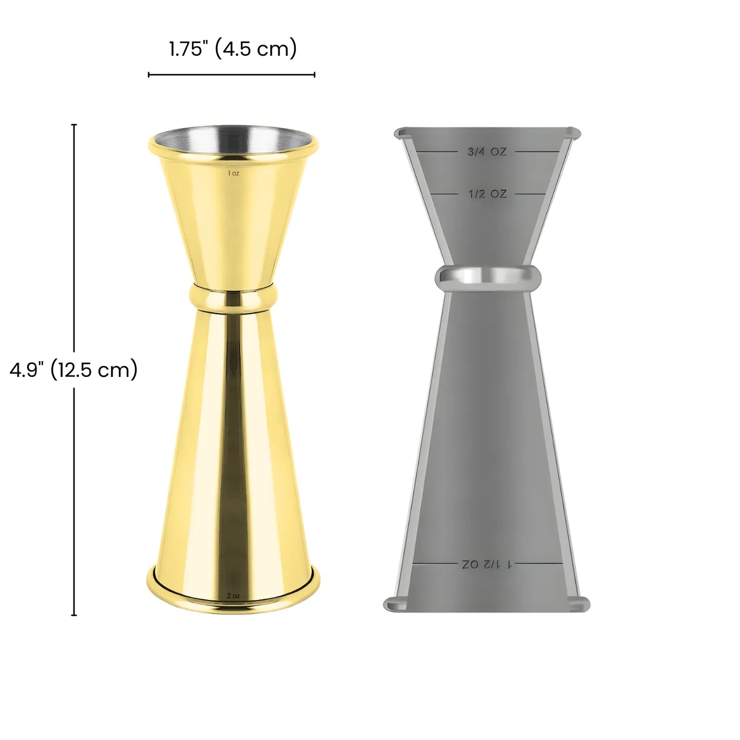 dimensions of gold Japanese jigger
