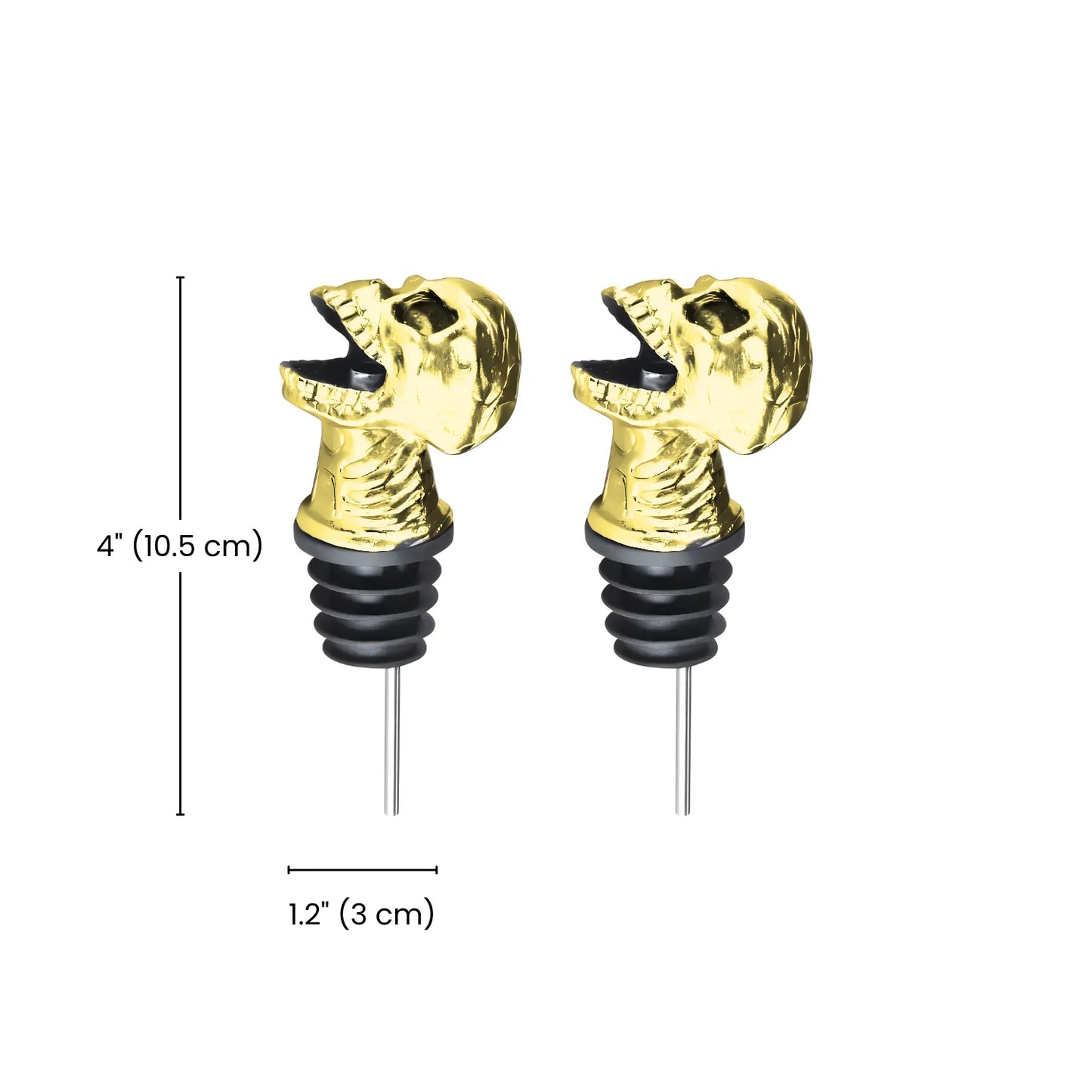 dimensions of gold skull pourer set of 2