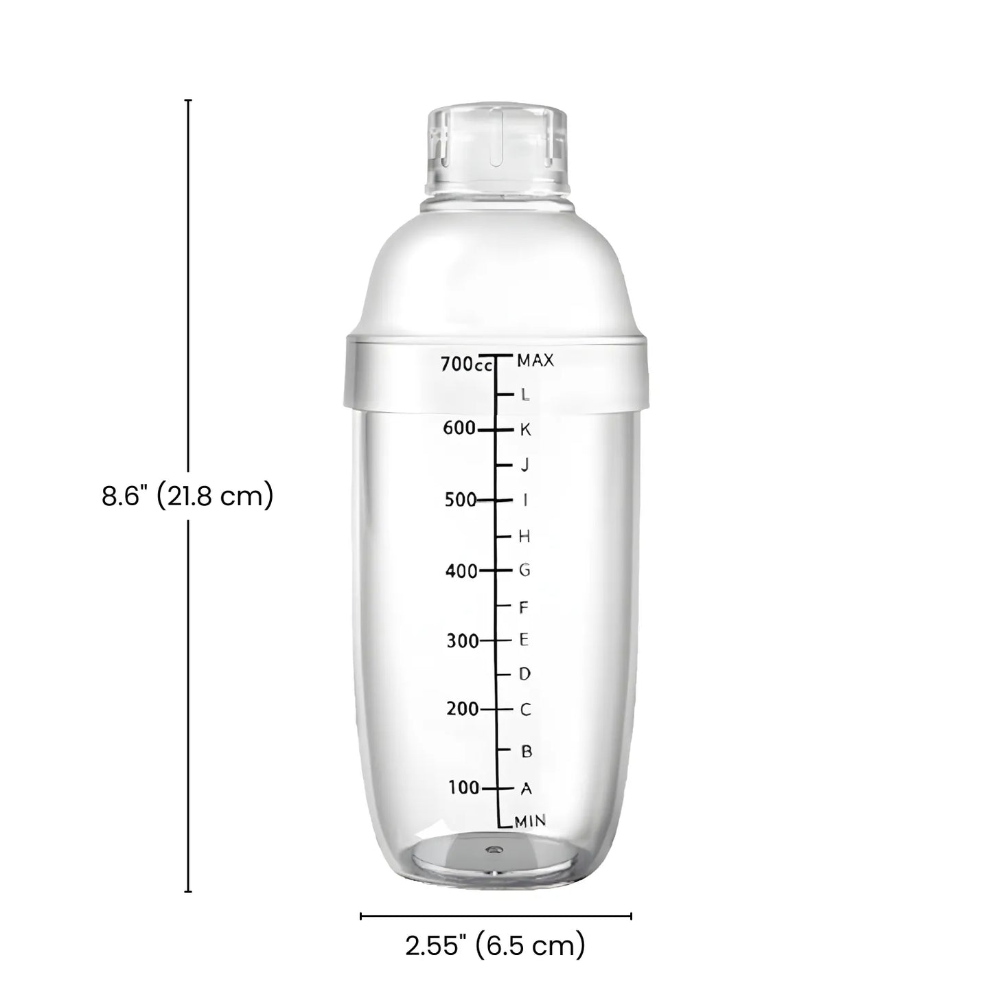 dimensions of plastic cocktail shaker