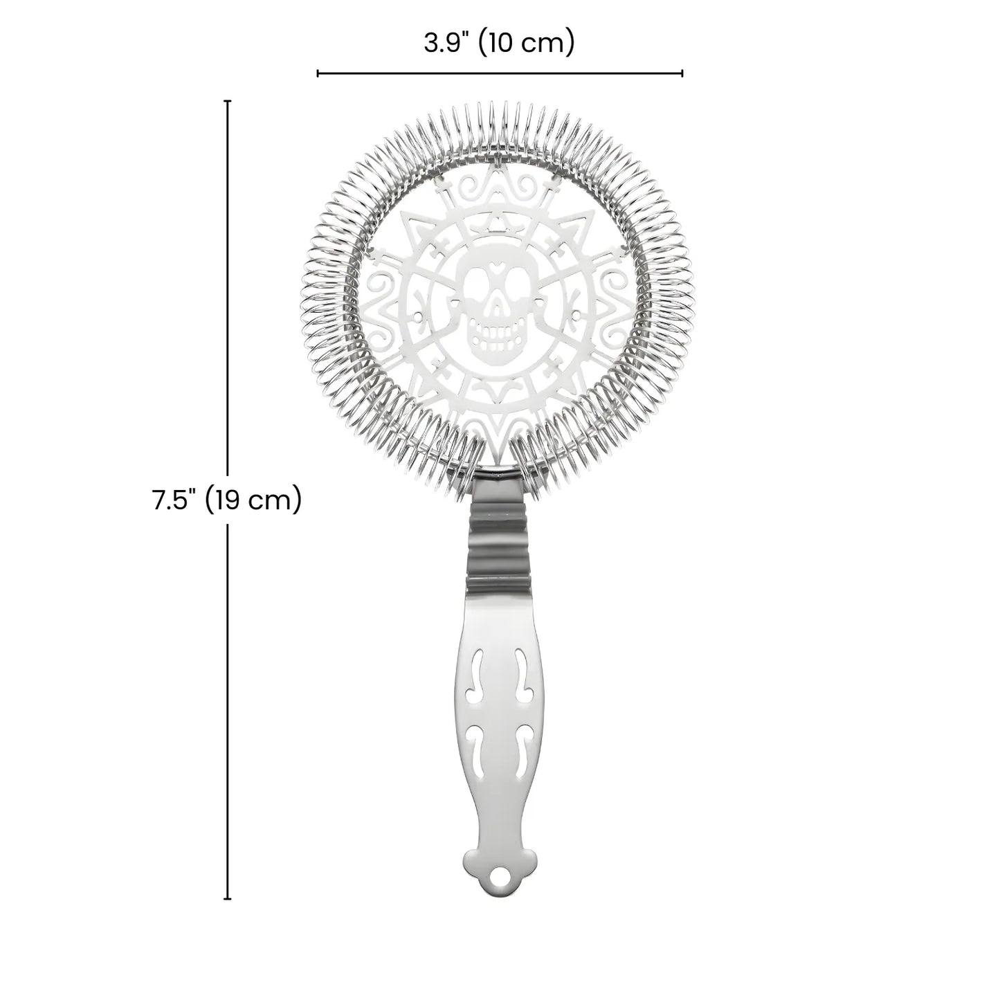dimensions of skull cocktail strainer