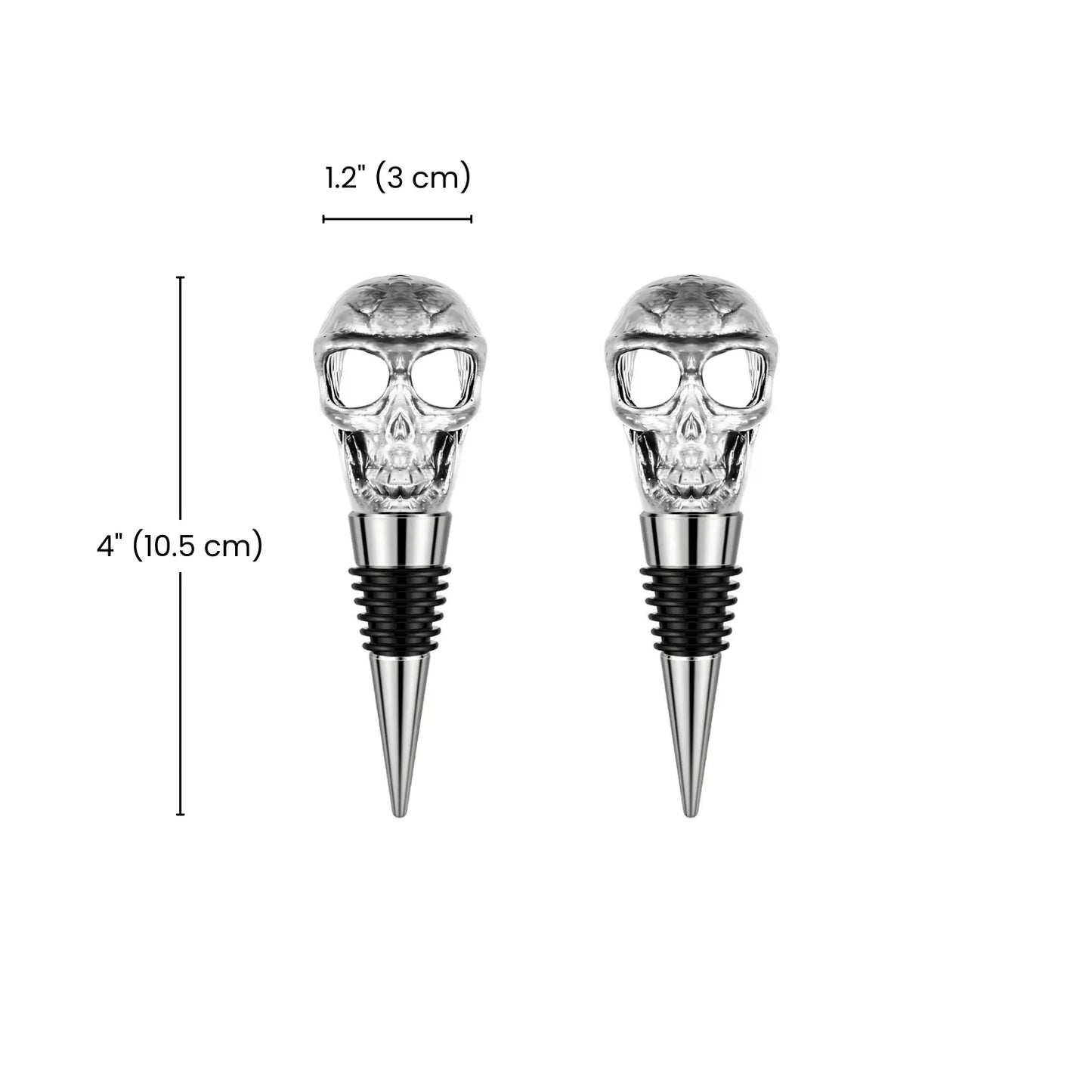 dimensions of skull wine stoppers