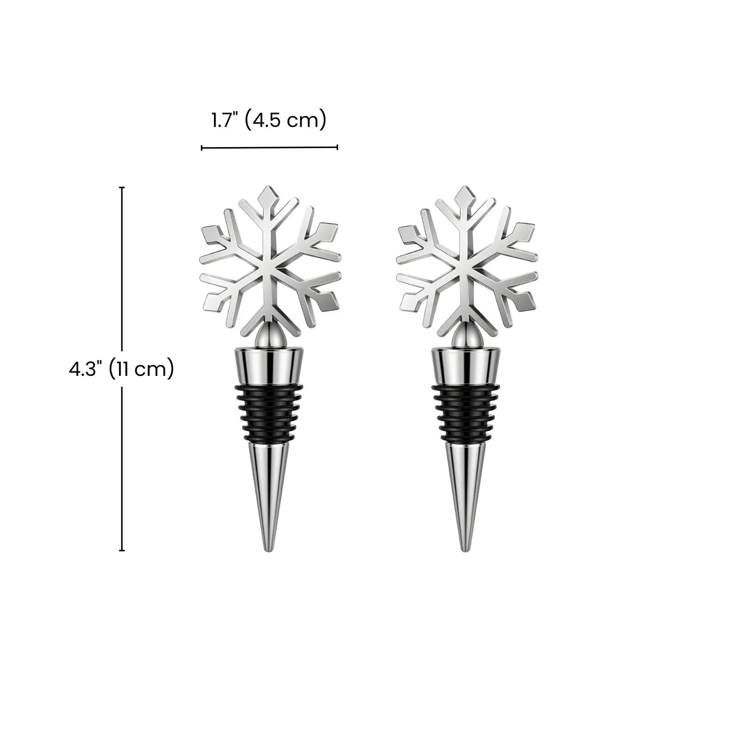 dimensions of snowflake wine stopper set of 2