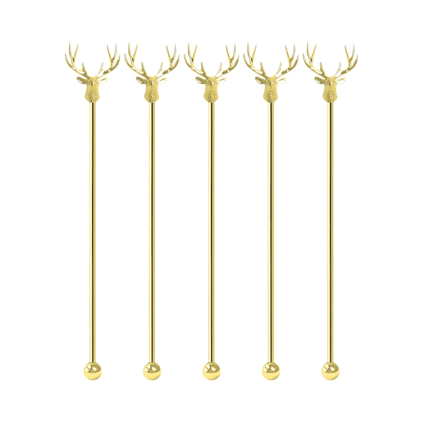 gold deer swizzle stick set of 5