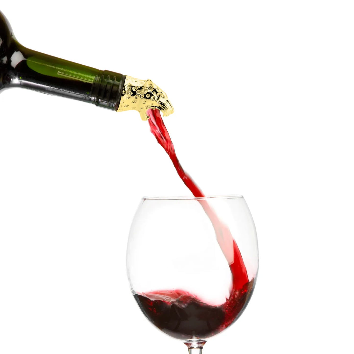gold leopard pourer for wine