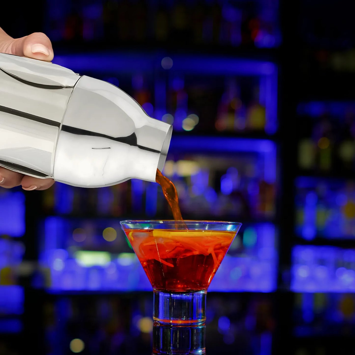 penguin cocktail shaker in use