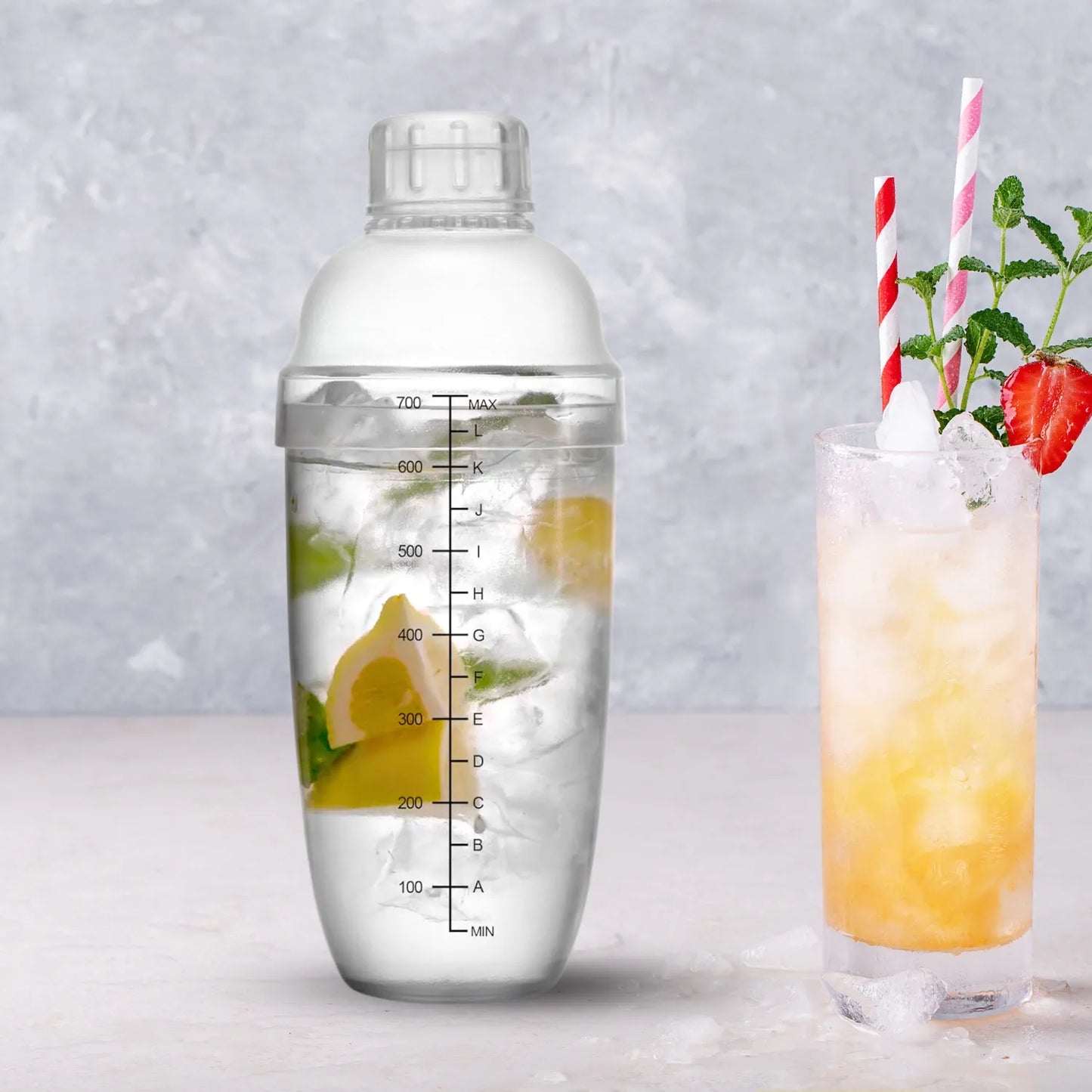 plastic cocktail shaker on table
