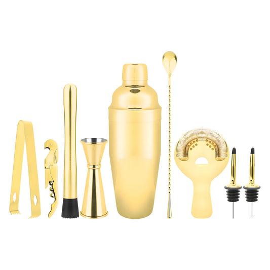 gold cobbler shaker bartender kit