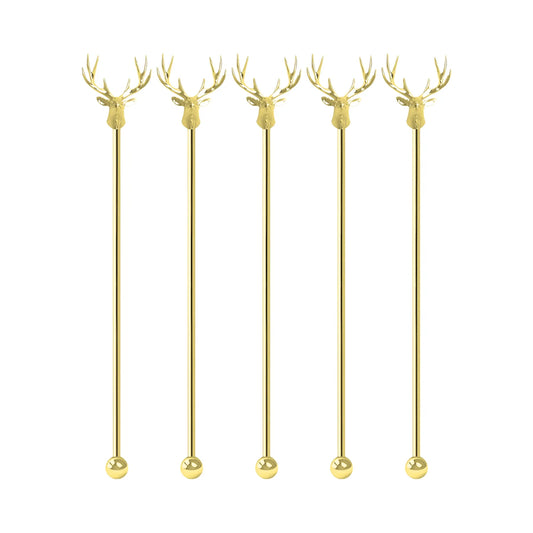 gold deer swizzle stick set of 5