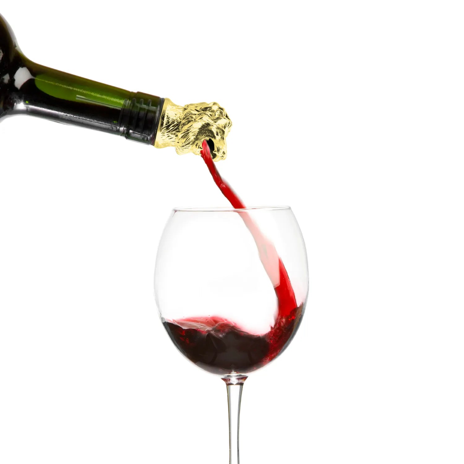 gold lion pourer for wine