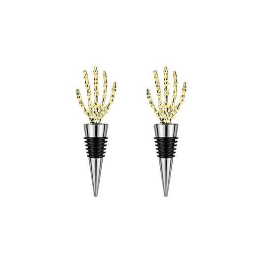 gold skeleton hand wine stopper set of 2