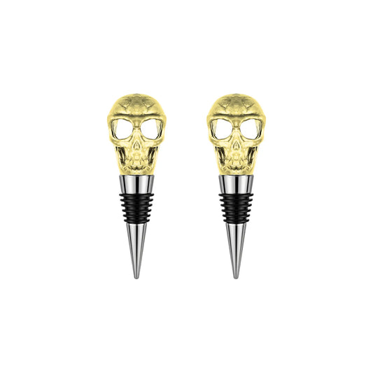 gold skull wine stopper set of 2