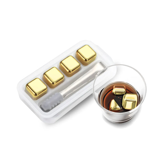 gold stainless steel ice cube set of 4